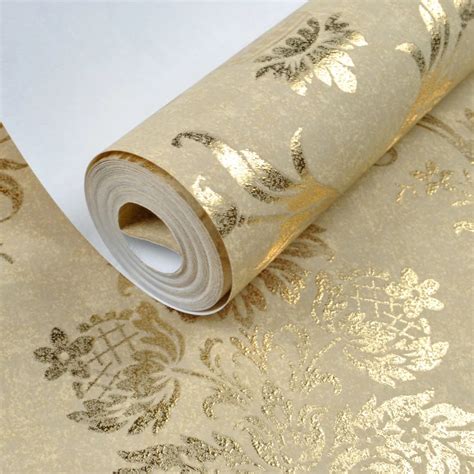 gold glitter wallpaper for walls|metallic gold damask wallpaper.